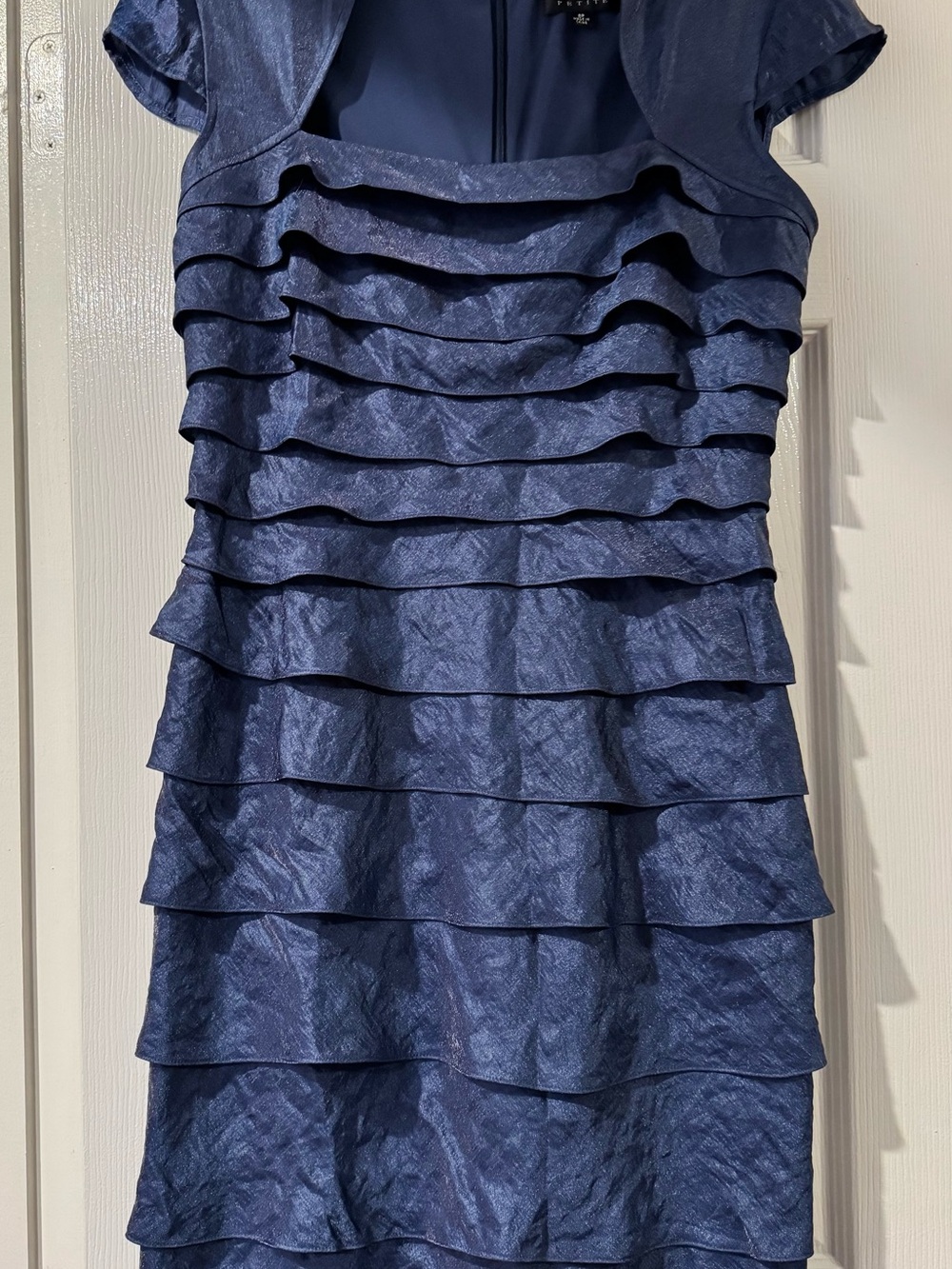 Adrianna Papell Navy Tiered Ruffle Cocktail Dress